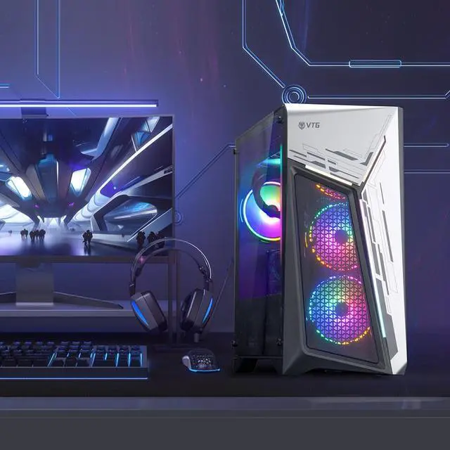 Alt view image 3 of 5 - VTG Gaming Desktop PC , Ryzen7 5700X, NVIDIA RTX4060Ti , 32GB DDR4 1TB SSD NVMe ,  650W PSU, Wi-Fi, 240 Liquid Cooler , ARGB Fans , Windows 11 Home 64-bit , gaming pc