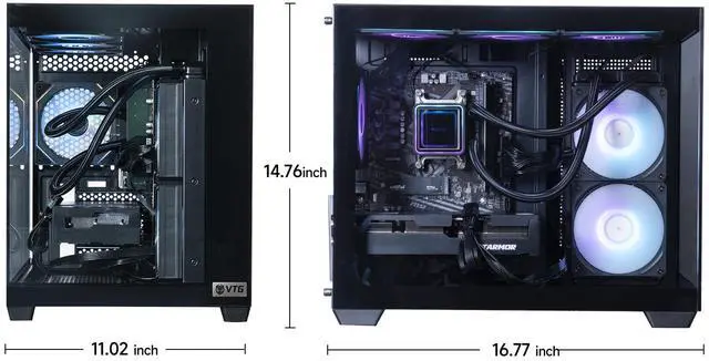 Alt view image 4 of 7 - VTG Gaming Desktop PC , Ryzen7 5700X, Radeon RX 9060XT , 16GB DDR4,1TB NVMe SSD, 550W PSU, AIO liquid cooler,Wi-Fi,,ARGB Fans , Windows 11 Home 64-bit ,Prebuilt Gaming Pc New computer