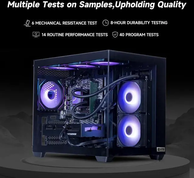 Alt view image 3 of 7 - VTG Gaming Desktop PC , Ryzen7 5700X, Radeon RX 9060XT , 16GB DDR4,1TB NVMe SSD, 550W PSU, AIO liquid cooler,Wi-Fi,,ARGB Fans , Windows 11 Home 64-bit ,Prebuilt Gaming Pc New computer