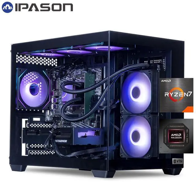 Main image of VTG Gaming Desktop PC , Ryzen7 5700X, Radeon RX 9060XT , 16GB DDR4,1TB NVMe SSD, 550W PSU, AIO liquid cooler,Wi-Fi,,ARGB Fans , Windows 11 Home 64-bit ,Prebuilt Gaming Pc New computer