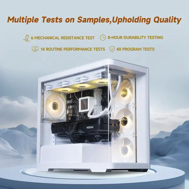 Alt view image 3 of 7 - VTG Vertium Gaming Desktop PC,AMD Ryzen7 7800X3D,Radeon RX 9070XT 16G,32GB DDR5 1TB NVMe SSD,850W GOLD PSU, Wi-Fi,360 Liquid Cooler,ARGB Fans , Windows 11 Home,White Prebuilt Gaming Pc New computer