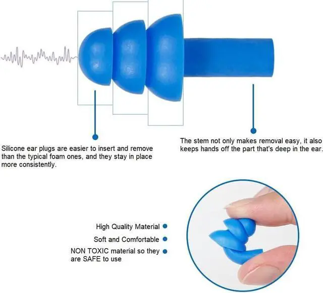 Alt view image 3 of 7 - 100 Pairs of Soft Silicone Reusable Washable Ear Plugs for Sleeping Swimming Noise Hearing Protection Earplugs Music Concerts Construction Shooting Hunting Motor Sports
