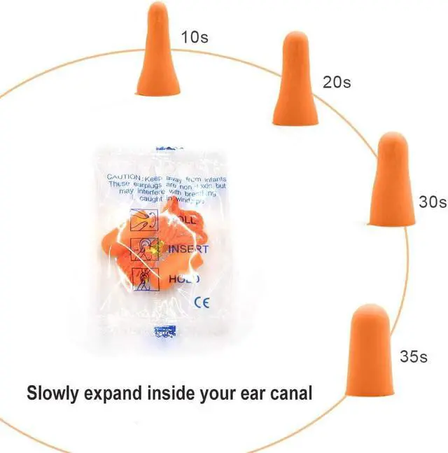 Alt view image 4 of 6 - 20 Pairs Foam Corded Earplugs - Soft NRR 32dB Noise Cancelling Sound Blocking Disposable Orange for Sleeping Snoring Studying Noise Hearing Protection