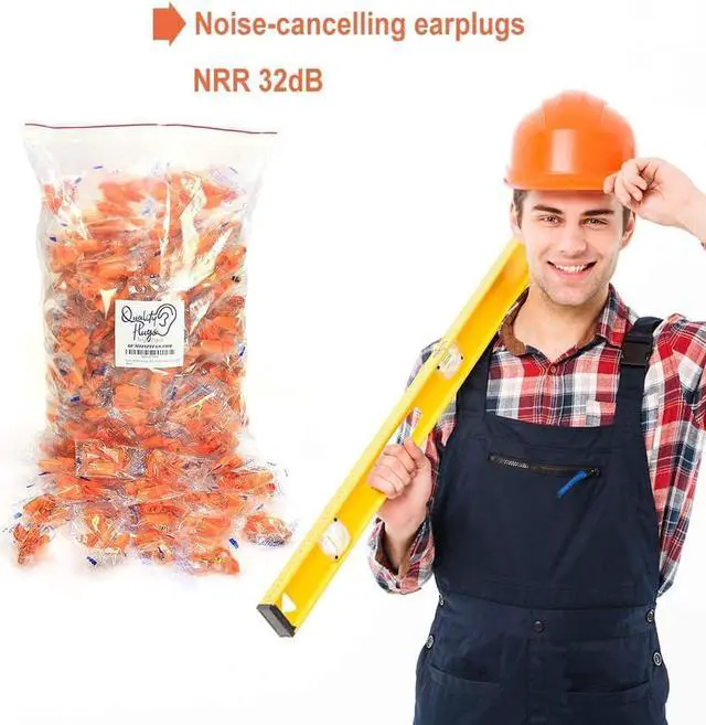 Alt view image 5 of 6 - 20 Pairs Foam Corded Earplugs - Soft NRR 32dB Noise Cancelling Sound Blocking Disposable Orange for Sleeping Snoring Studying Noise Hearing Protection