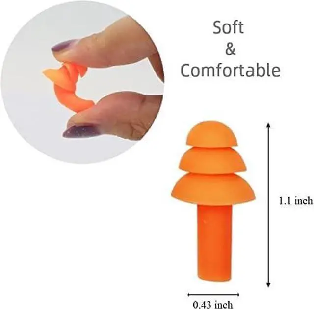 Alt view image 4 of 6 - 100 Pairs of Soft Ear Plugs Silicone Reusable Washable for Adults 28dB for Sleeping Snoring Swimming Noise Hearing Protection Earplugs