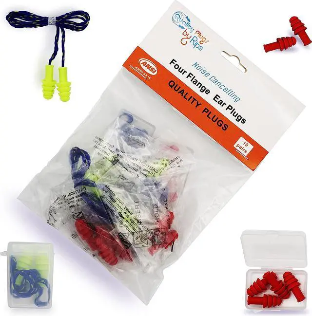 Main image of 10 Pairs of Quality Silicone Reusable Ear Plugs with 2 Plastic Cases 30dB Noise Cancelling Sound Blocking Soft Washable with Strings for Adults and Kids