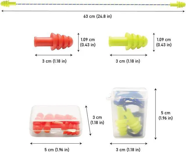 Alt view image 4 of 6 - 10 Pairs of Quality Silicone Reusable Ear Plugs with 2 Plastic Cases 30dB Noise Cancelling Sound Blocking Soft Washable with Strings for Adults and Kids