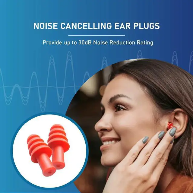 Alt view image 2 of 6 - 10 Pairs of Quality Silicone Reusable Ear Plugs with 2 Plastic Cases 30dB Noise Cancelling Sound Blocking Soft Washable with Strings for Adults and Kids