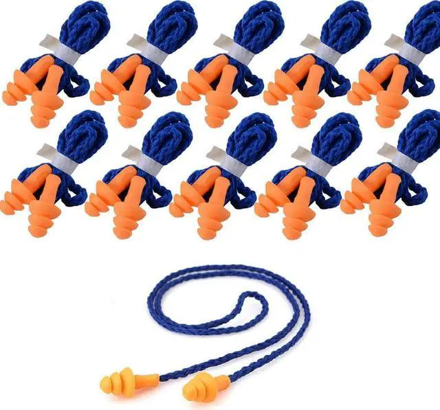 Main image of 20 Pairs of Soft Silicone Corded Ear Plugs Reusable Sleep Swim Noise Hearing Protection Earplugs Music Concerts Construction Shooting Hunting Motor Sports