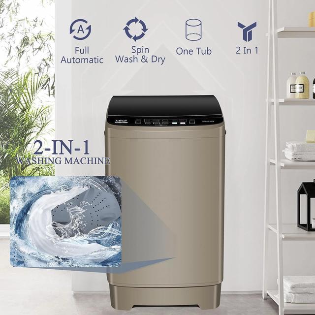 1.38-Cu Ft. Full Automatic Top Load Washer Portable Washing Machine with  Drain Pump for Dorm/RV/Apartment, Gold 