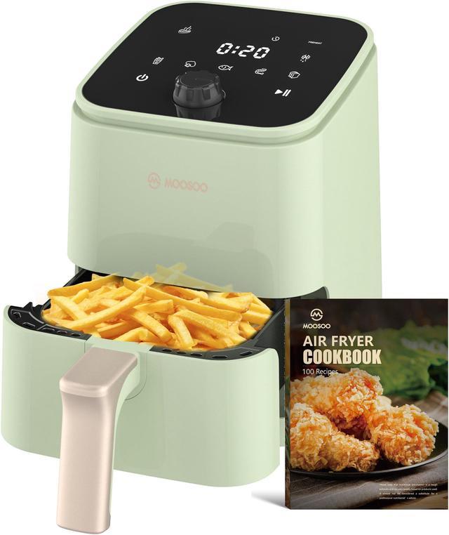 Moosoo Compact Air Fryer, 2Qt Small Air Fryer with Nonstick Basket,  Touchscreen, Green 