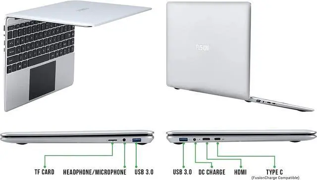 Alt view image 7 of 7 - Fusion5 14.1" Full HD Windows 11 Laptop - 128GB Storage, 4GB RAM, T90B+ Pro Model Lapbook, N4120 Intel Quad Core CPU, 5GHz WiFi (Dual-Band WiFi) 2X WiFi speeds, USB 3.0, Supports M.2 SATA SSD (128GB)