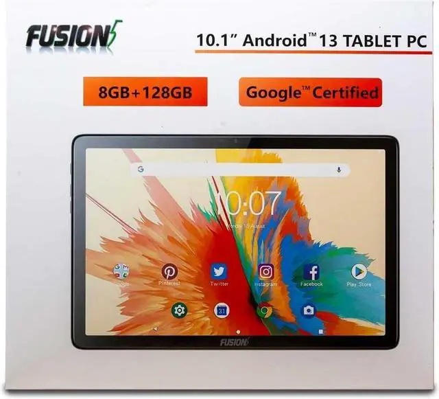 Alt view image 7 of 7 - Fusion5 F202_8G 10.1" Android 13 Tablet (Google Certified 2023 Model), Full HD IPS Display, Octa-Core CPU, 8GB RAM + 128GB Storage, Dual Band Wi-Fi, Bluetooth, USB Type-C, 13MP & 5MP Cameras, 10 Inch