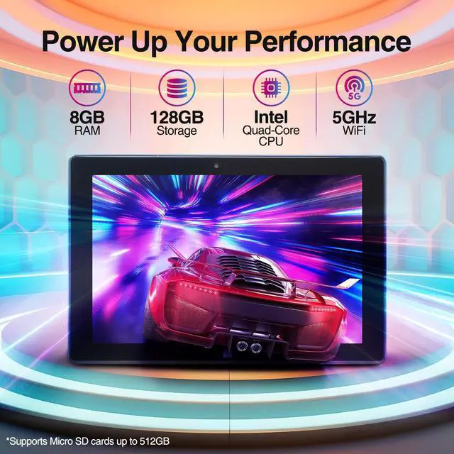 Alt view image 2 of 6 - Fusion5 10 inch Windows 11 Tablet PC - Ultra Slim Windows Tablet Computer - (8GB RAM, Full HD 10" Display, 5G WiFi, Intel Quad-Core CPU, USB 3.0, Micro HDMI, Dual Cameras, Bluetooth 4.4) - 128GB