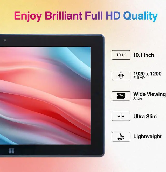 Alt view image 3 of 6 - Fusion5 10 inch Windows 11 Tablet PC - Ultra Slim Windows Tablet Computer - (8GB RAM, Full HD 10" Display, 5G WiFi, Intel Quad-Core CPU, USB 3.0, Micro HDMI, Dual Cameras, Bluetooth 4.4) - 128GB