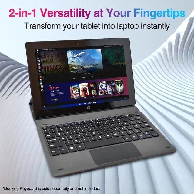 Alt view image 5 of 6 - Fusion5 10 inch Windows 11 Tablet PC - Ultra Slim Windows Tablet Computer - (8GB RAM, Full HD 10" Display, 5G WiFi, Intel Quad-Core CPU, USB 3.0, Micro HDMI, Dual Cameras, Bluetooth 4.4) - 128GB