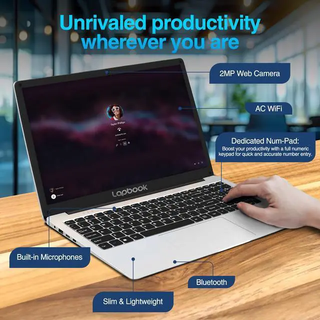 Alt view image 6 of 6 - Lapbook 15.6" Windows 11 Full HD Laptop - 8GB RAM, 512GB SSD, AC WiFi, RJ45, Webcam - 15 Inch Lightweight Laptop PC Computer