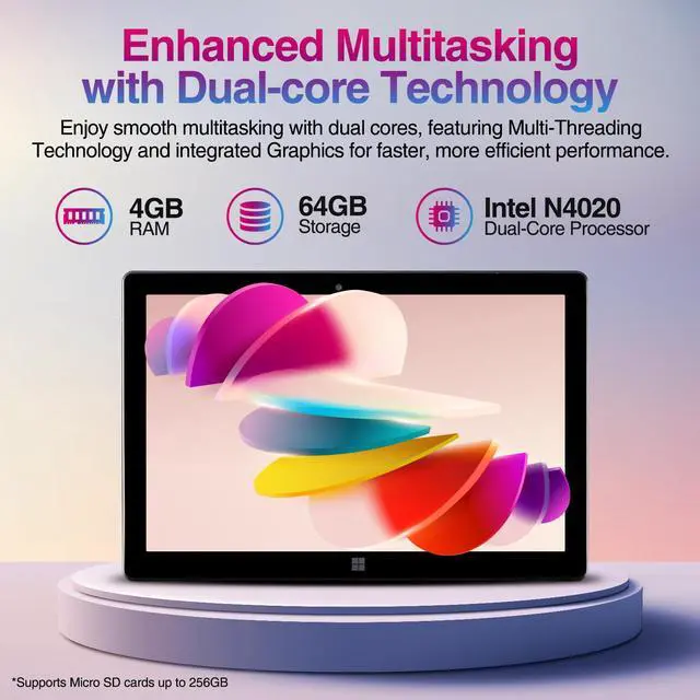 Alt view image 2 of 6 - Fusion5 10.1" Windows 11 Tablet PC - Ultra Slim Tablet Computer - 4GB RAM, 64GB Storage, USB 3.0, Micro HDMI, IPS HD Display, Dual Cameras, Bluetooth