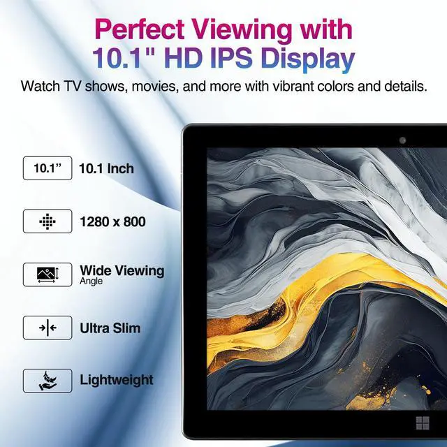 Alt view image 3 of 6 - Fusion5 10.1" Windows 11 Tablet PC - Ultra Slim Tablet Computer - 4GB RAM, 64GB Storage, USB 3.0, Micro HDMI, IPS HD Display, Dual Cameras, Bluetooth
