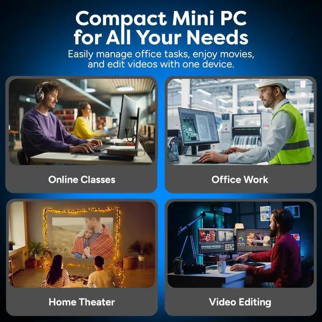 Alt view image 6 of 6 - Fusion5 Mini PC Windows 11 Pro Computer - 128GB Storage, 8GB RAM, Intel Quad Core - Small & Portable Desktop Mini Computer with Dual Band WiFi, HDMI, USB 3.0, Micro SD Card Slot