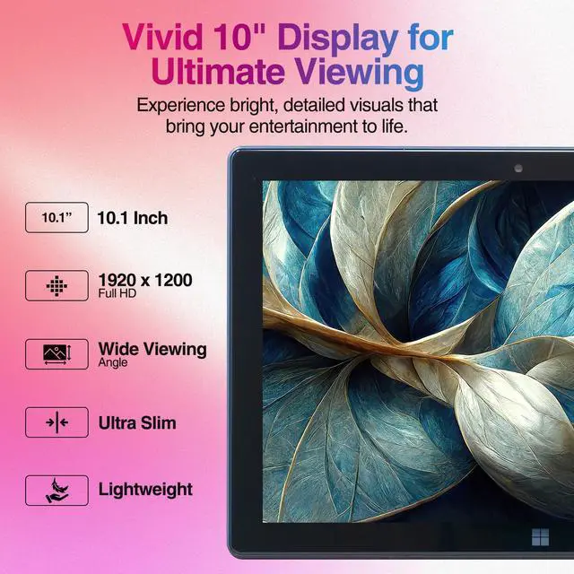 Alt view image 3 of 6 - Fusion5 10 Inch Windows 11 Full HD Tablet PC - Ultra Slim Tablet Computer - 8GB RAM, 256 GB Storage, 10.1" Inch Display, 5G WiFi, Quad-Core CPU, Micro HDMI, USB 3.0, Dual Cameras