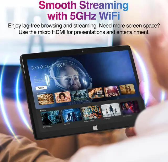 Alt view image 6 of 6 - Fusion5 10 Inch Windows 11 Full HD Tablet PC - Ultra Slim Tablet Computer - 8GB RAM, 256 GB Storage, 10.1" Inch Display, 5G WiFi, Quad-Core CPU, Micro HDMI, USB 3.0, Dual Cameras
