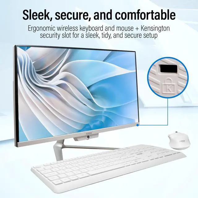 Alt view image 4 of 6 - Fusion5 23.8" Full HD All-in-One Desktop Computer - 16GB RAM, 512GB SSD, Intel 13th Gen, Windows 11, Dual-Band WiFi, HDMI, USB 3.0, FHD IPS Display - AIO PC with Wireless Keyboard, Mouse, 2MP Camera