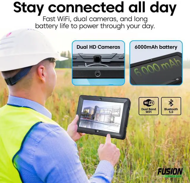 Alt view image 7 of 7 - Fusion5 Built in USA 10.1 Windows 11 Professional Rugged Tablet PC - 12GB RAM 512GB SSD, Intel Quad-Core, Full HD Windows Tablet Computer, USB C, HDMI - 2 Year Full Warranty with Accidental Damage