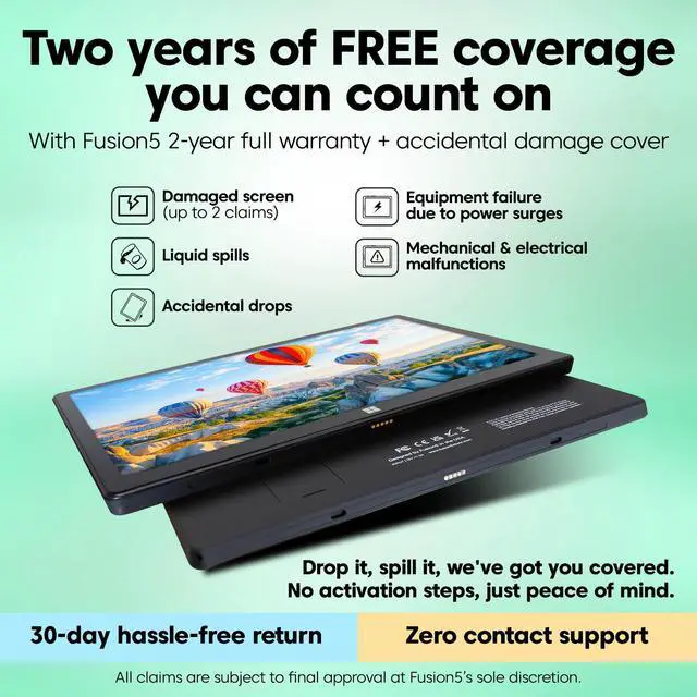 Alt view image 3 of 7 - Fusion5 Built in USA 10.1 Windows 11 Professional Tablet PC - 12GB RAM 512GB SSD, Intel 13th Gen, Full HD Windows Tablet, USB C, HDMI - 2 Year Full Warranty with Accidental Damage