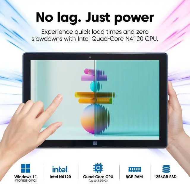 Alt view image 3 of 7 - Fusion5 Built in USA 10.1" Windows 11 Professional Full HD Tablet PC - 8GB RAM, 256GB SSD, Intel Quad-Core, Ultra Slim, 10 Inch Windows Tablet, USB, HDMI - 2 Year Full Warranty with Accidental Damage