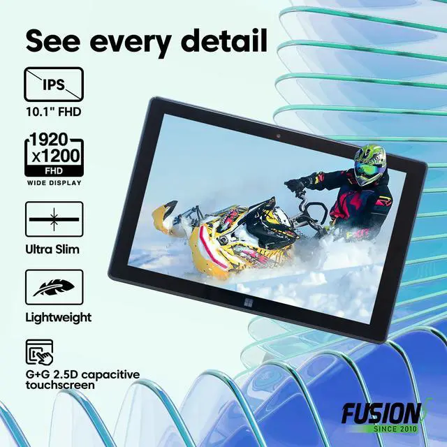 Alt view image 4 of 7 - Fusion5 Built in USA 10.1" Windows 11 Professional Full HD Tablet PC - 8GB RAM, 256GB SSD, Intel Quad-Core, Ultra Slim, 10 Inch Windows Tablet, USB, HDMI - 2 Year Full Warranty with Accidental Damage