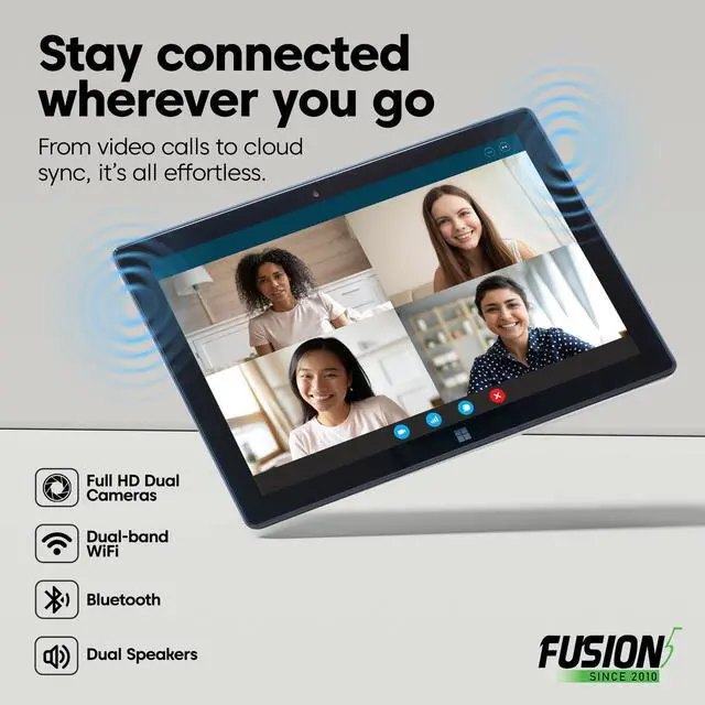 Alt view image 5 of 7 - Fusion5 Built in USA 10.1" Windows 11 Professional Full HD Tablet PC - 8GB RAM, 256GB SSD, Intel Quad-Core, Ultra Slim, 10 Inch Windows Tablet, USB, HDMI - 2 Year Full Warranty with Accidental Damage