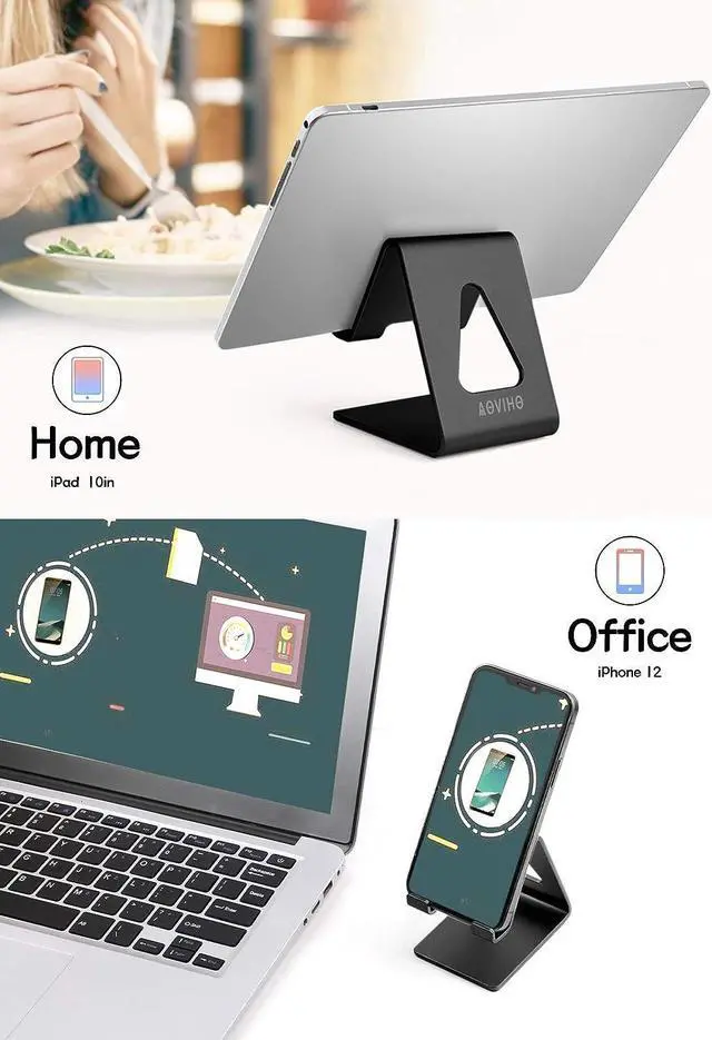 Alt view image 5 of 7 - Aoviho Desk Cell Phone Stand Desktop Phone Holder - Aluminum Mobile Phone Stand for iPhone 13 12 pro Mini 11 X Xr Xs max 8 7 6 6s Plus SE 5 5S Samsung All Smart Phones (Black), Welcome to consult