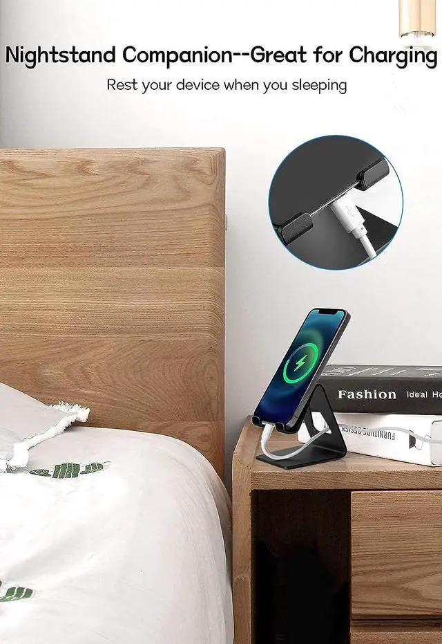 Alt view image 6 of 7 - Aoviho Desk Cell Phone Stand Desktop Phone Holder - Aluminum Mobile Phone Stand for iPhone 13 12 pro Mini 11 X Xr Xs max 8 7 6 6s Plus SE 5 5S Samsung All Smart Phones (Black), Welcome to consult