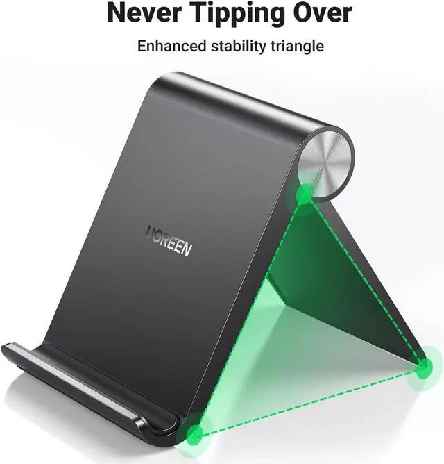 Alt view image 6 of 7 - UGREEN Cell Phone Stand Small Portable Foldable Compatible for iPhone Stand Holder for Desk Airplane Travel Compatible with iPhone 14 Pro Max Plus, iPhone 13 12 11 SE XS XR 8 7 Smartphone, Black
