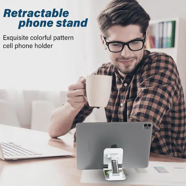 Alt view image 2 of 7 - Foldable Phone Stand for DeskAngle of View Adjustable Cell Phone StandPhone Holder for Desk/ipad Stand Suitable for iPhone, Samsung and Other Smart Phones Desk Accessories Phone HolderSucculent