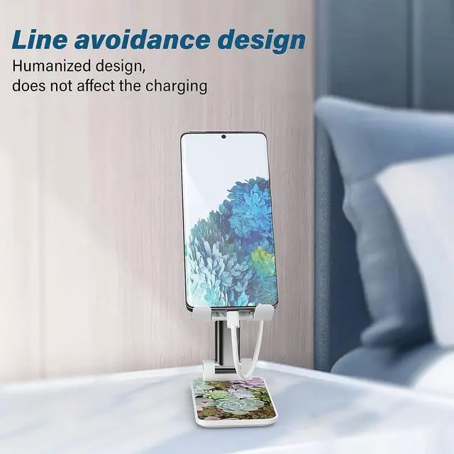 Alt view image 5 of 7 - Foldable Phone Stand for DeskAngle of View Adjustable Cell Phone StandPhone Holder for Desk/ipad Stand Suitable for iPhone, Samsung and Other Smart Phones Desk Accessories Phone HolderSucculent