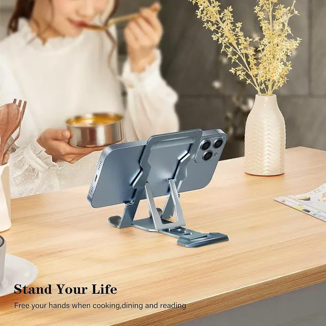 Alt view image 4 of 6 - AISIERONE Phone Stands for Desk, Portable Tablet Stand, Aluminum Cell Phone Stand for All Smartphone, Welcome to consult