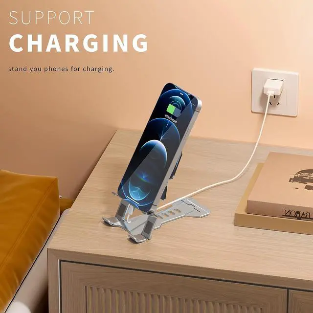 Alt view image 6 of 6 - AISIERONE Phone Stands for Desk, Portable Tablet Stand, Aluminum Cell Phone Stand for All Smartphone, Welcome to consult