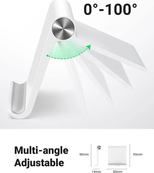 Alt view image 3 of 7 - UGREEN Cell Phone Stand for Desk Phone Holder Foldable Portable Adjustable Compatible with iPhone 14 13 Pro Max, iPhone 12 11 Plus SE XS XR 8 7, Office Desk Travel Accessories, White
