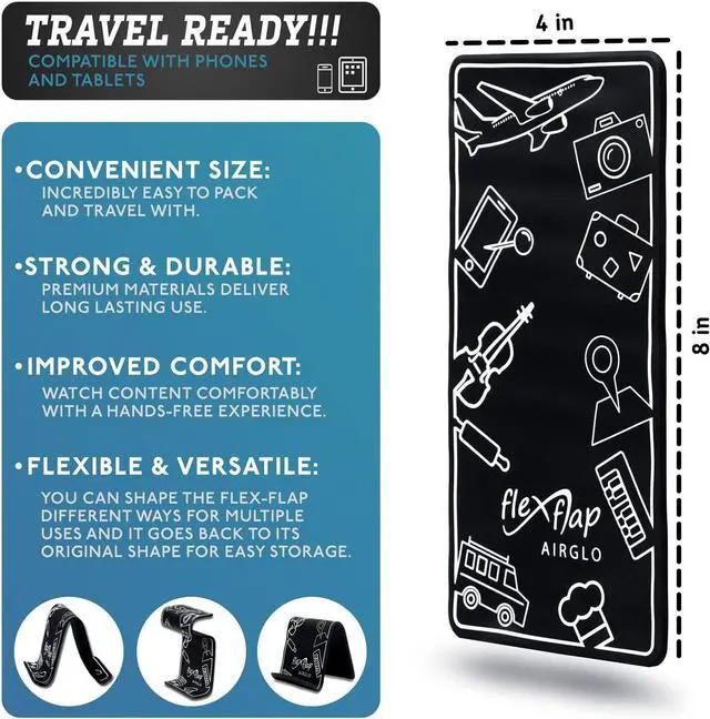 Alt view image 2 of 6 - Airplane Travel Essentials for Flying Flex Flap Cell Phone Holder & Flexible Tablet Stand for Desk, Bed, Treadmill, Home & In-Flight Airplane Travel Accessories - Travel Must Haves Cool Gadgets (Pro)
