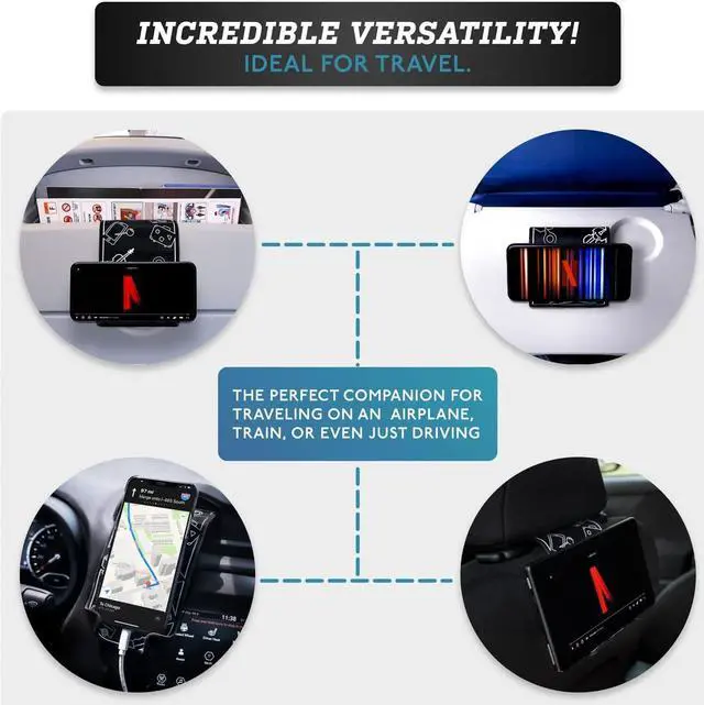 Alt view image 3 of 6 - Airplane Travel Essentials for Flying Flex Flap Cell Phone Holder & Flexible Tablet Stand for Desk, Bed, Treadmill, Home & In-Flight Airplane Travel Accessories - Travel Must Haves Cool Gadgets (Pro)