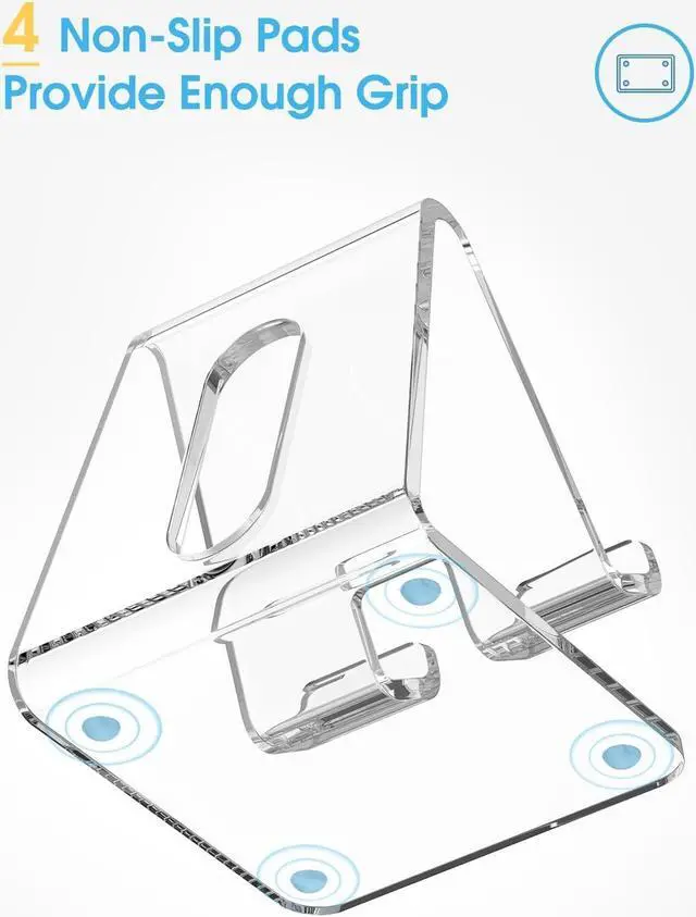 Alt view image 4 of 7 - KTRIO Acrylic Cell Phone Stand, Clear Phone Holder, Transparent Phone Stand for Desk Phone Dock Cradle Compatible with iPhone 14 13 Pro Max 12 11 XR, All Smartphones 4-8 inch, Desk Accessories