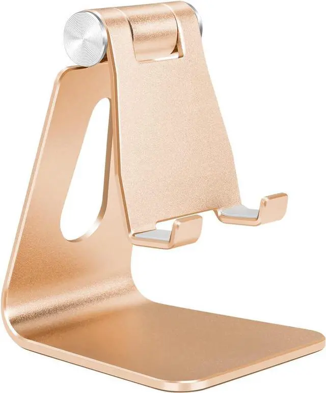 Main image of Bidponds Foldable Aluminum Alloy Cell Phone Stand,Adjustable Tabletop Metal Phone Holder,Desktop Phone Dock Holder,Smartphone Cradle,Gold, Welcome to consult