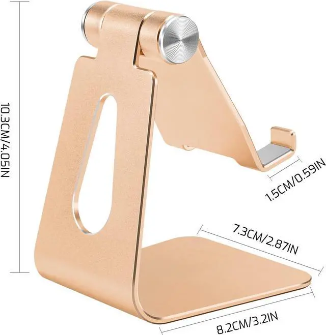 Alt view image 2 of 6 - Bidponds Foldable Aluminum Alloy Cell Phone Stand,Adjustable Tabletop Metal Phone Holder,Desktop Phone Dock Holder,Smartphone Cradle,Gold, Welcome to consult