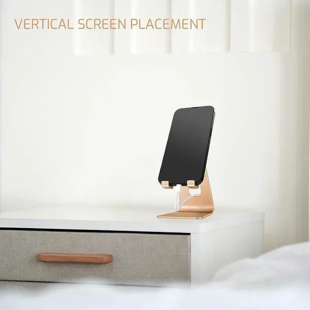 Alt view image 6 of 6 - Bidponds Foldable Aluminum Alloy Cell Phone Stand,Adjustable Tabletop Metal Phone Holder,Desktop Phone Dock Holder,Smartphone Cradle,Gold, Welcome to consult