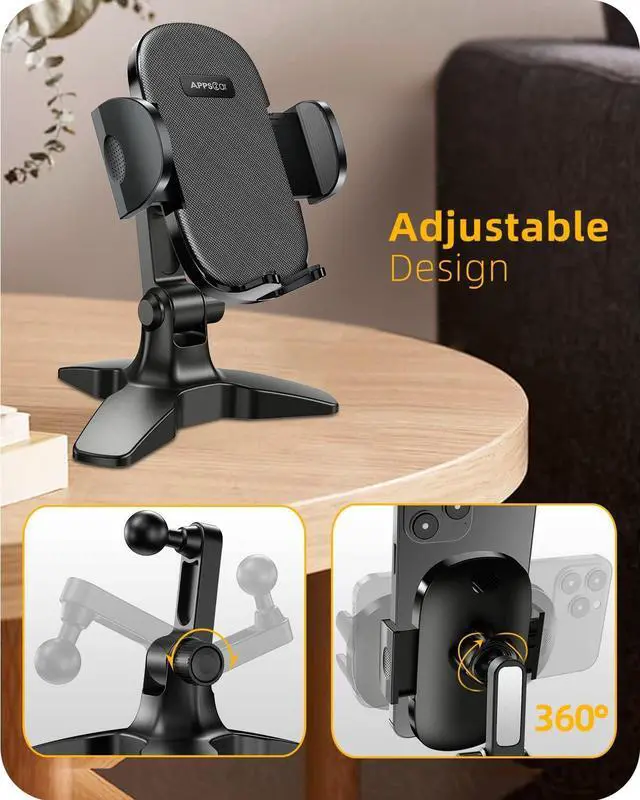 Alt view image 3 of 6 - APPS2Car Cell Phone Stand for Desk Adjustable Desktop Phone Stand Thick Case Friendly Cellphone Holder Desk Heavy Duty Phone Cradle for Video Recording Office Home Compatible with 4.7-7 Smartphone