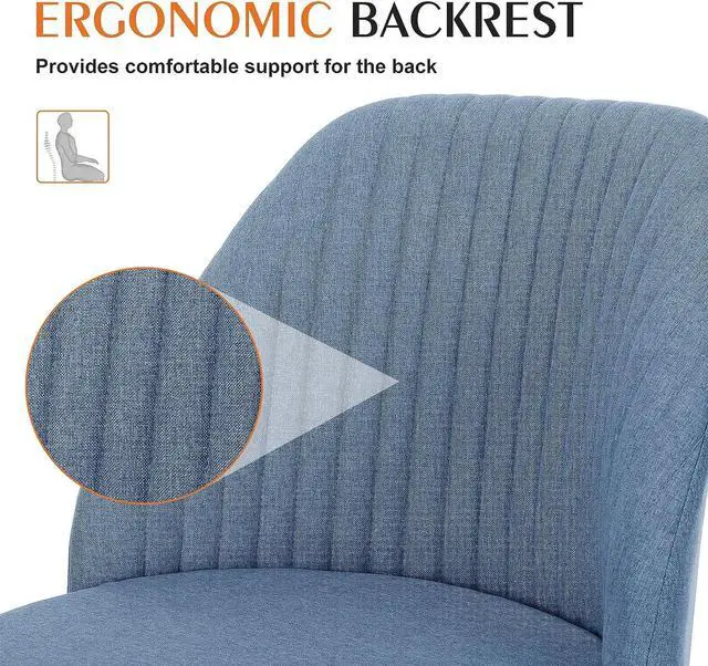 Alt view image 4 of 7 - Sweetcrispy Armless Office Chair Cute Desk Chair, Modern Fabric Home Office Desk Chairs with Wheels Adjustable Swivel Task Computer Vanity Chair for Small Spaces