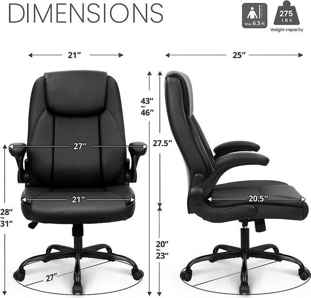 NEO CHAIR Ergonomic Office Chair Desk Chair Mid Back Executive PU Leather  Adjustable Computer Desk Gaming Chair Comfortable Padded Arm Lumbar Support  Rolling Swivel with Wheels (Jet Black) 