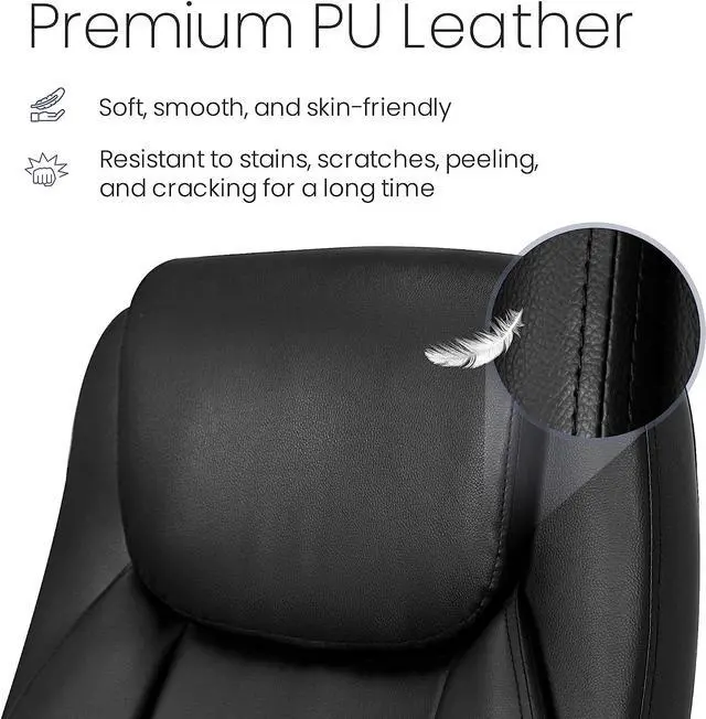 Alt view image 5 of 7 - NEO CHAIR Ergonomic Office Chair PU Leather Executive Chair Padded Flip Up Armrest Computer Chair Adjustable Height High Back Lumbar Support Wheels Swivel for Gaming Desk Chair (Black)
